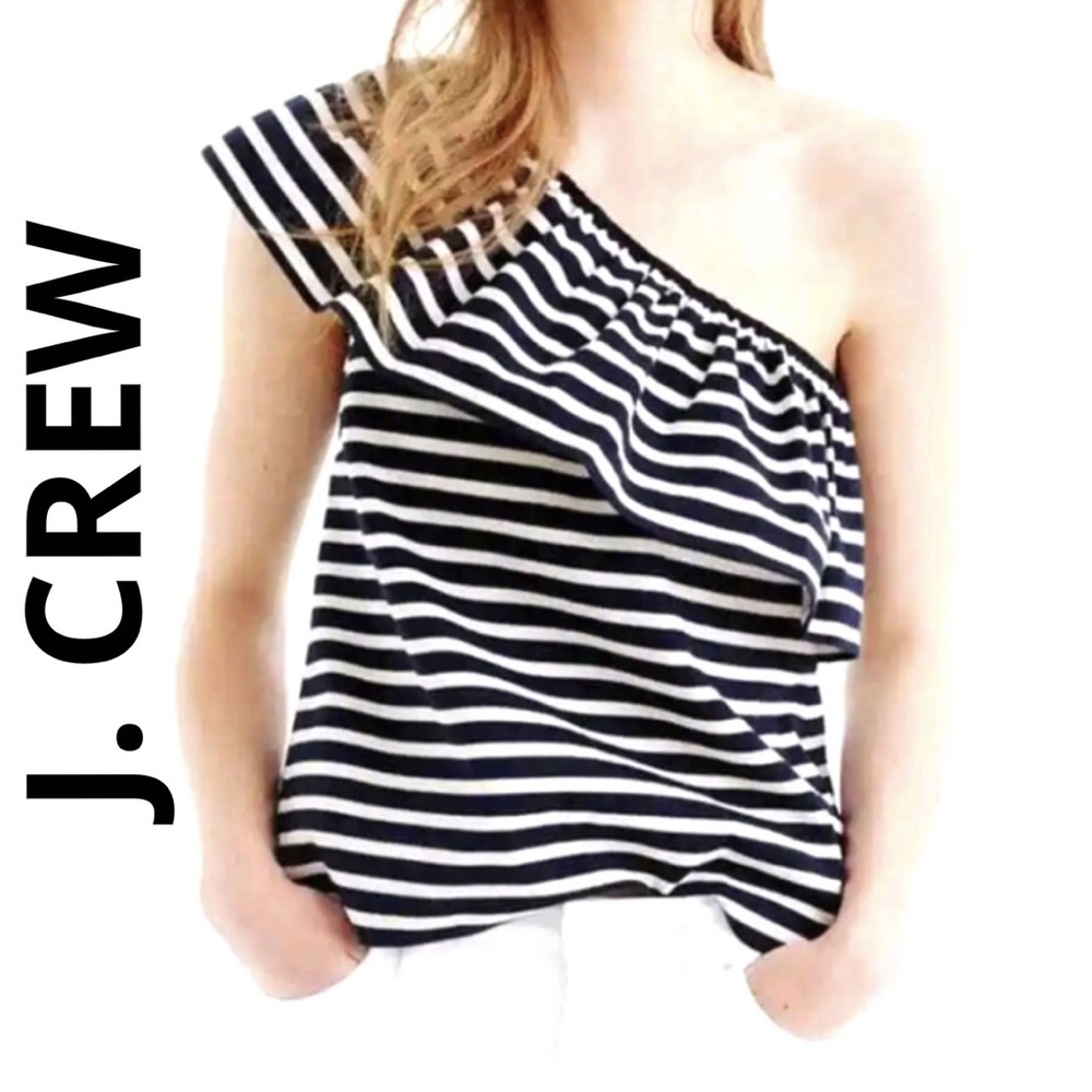 J Crew One Shoulder Striped Top XS